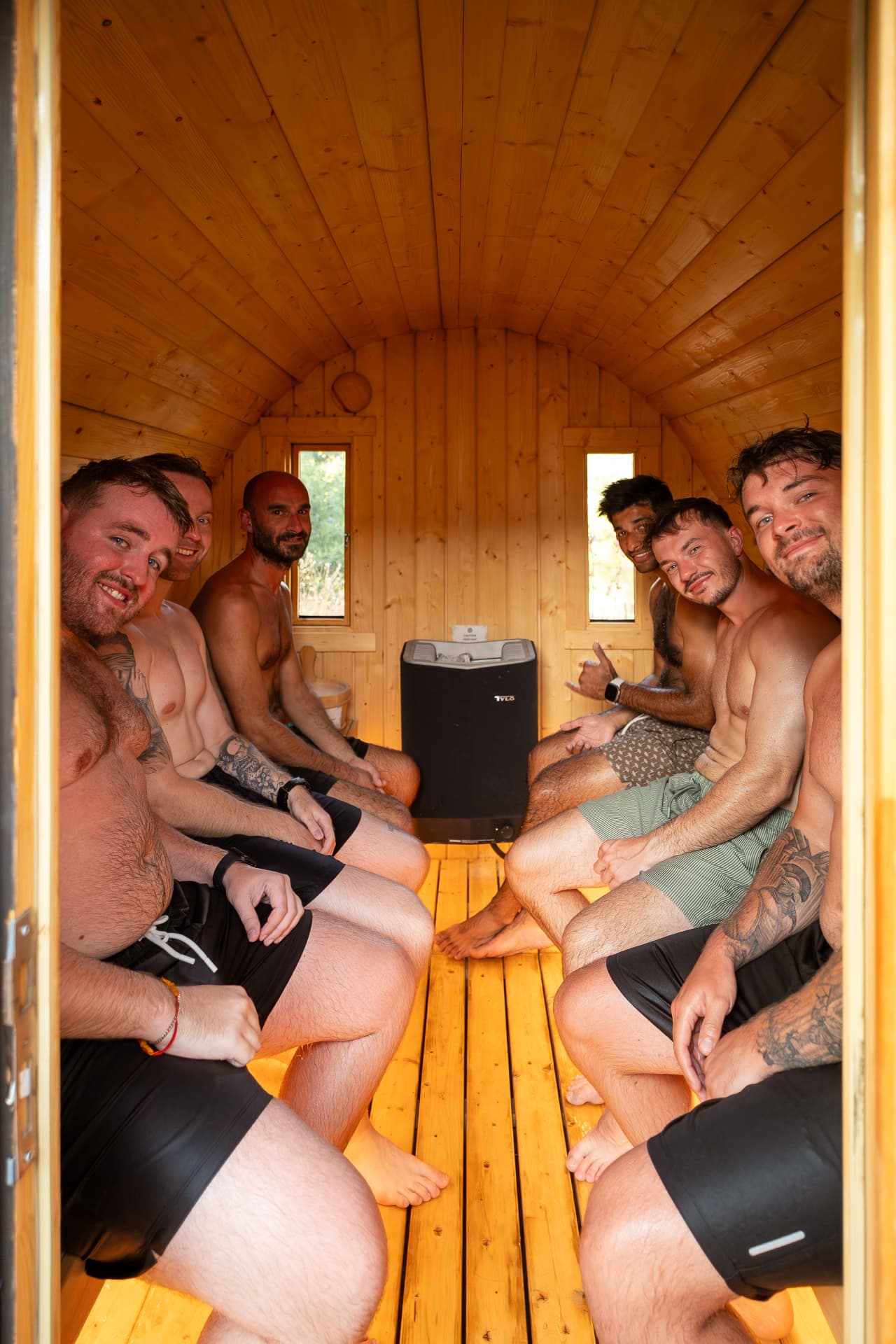 Men gathered at a NERVA session in Hampshire